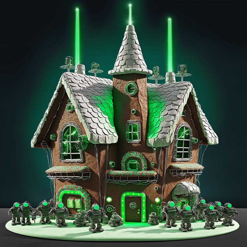 00006-futuristic gingerbread house fortress in green team colors.png